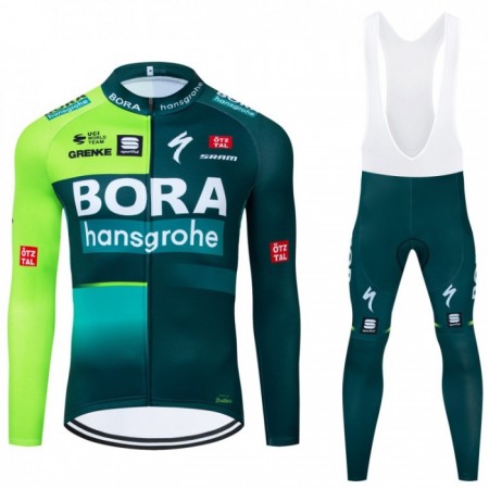 Cykeltøj Langærmet + Bib Cykelbukser 2024 BORA-Hansgrohe Grøn